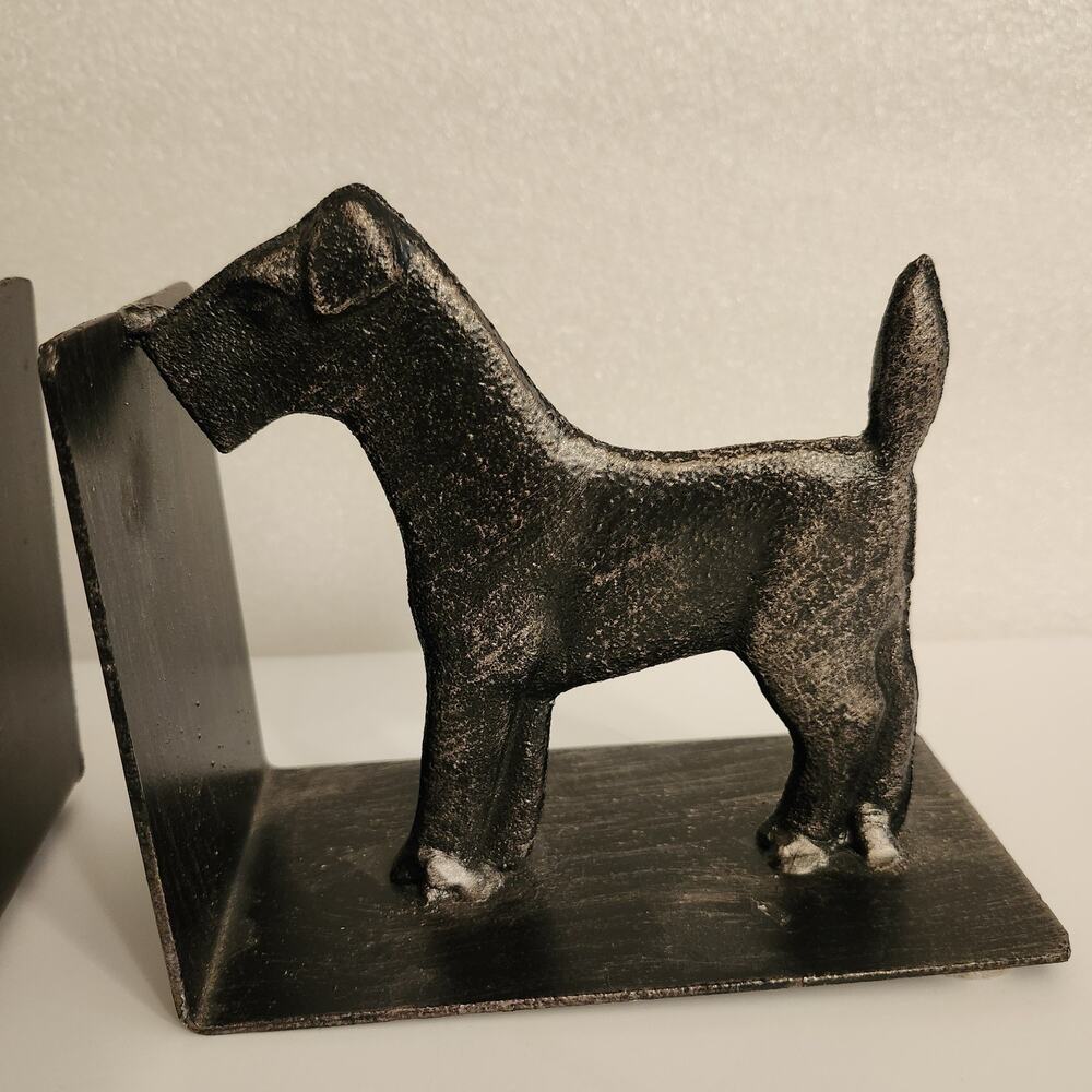 Vtg 1920's Cast Iron Airedale Terrier Dog Bookends Art Deco Style - Picture 6 of 13